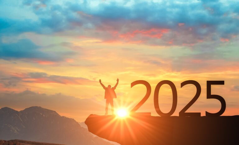 2025,And,Silhouette,Man.,Happy,New,Year,2024.,Success,Business