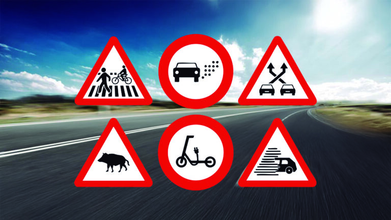 blurred empty asphalt road with cityscape of hangzhou in cloud sky